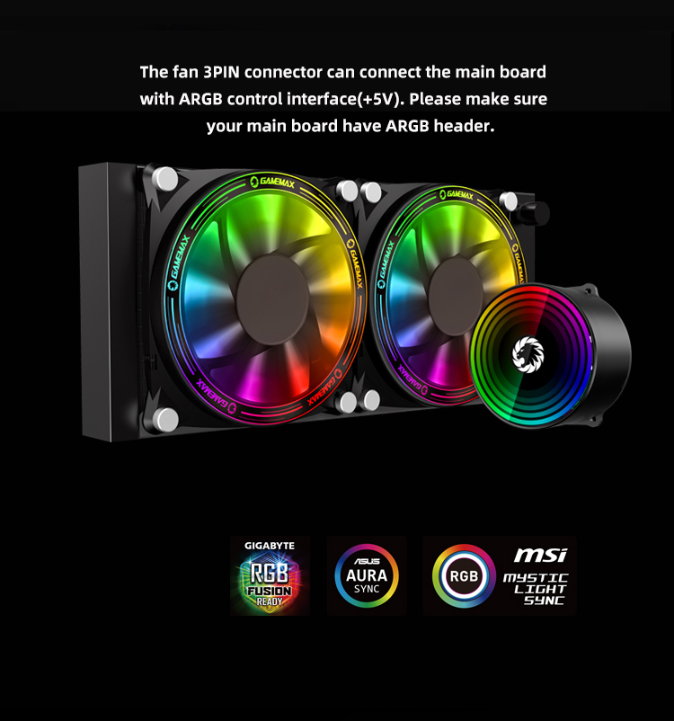 Gamemax Icechill240Rainbow all inone Liquid cooler 240mm